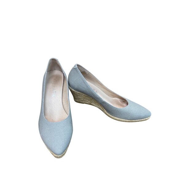Viscata Barcelona Shoes - Viscata Barcelona Womens Grey Canvas Wedge Espadrilles shoes size 39/8 SKU 9241